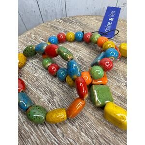 Clay Bead Bracelets Set of 3 Colorful Bracelets Stretch Boho Bracelet Rainbow